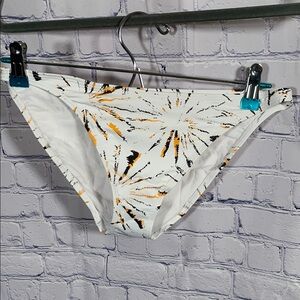 Andie Swim Womens Tropez Bikini Bottom White Multicolor Splotch Design Sz M NWT